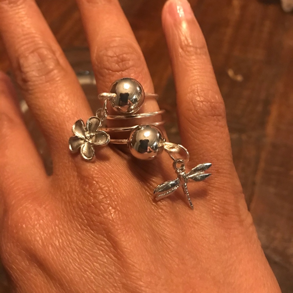 Silver charm ring